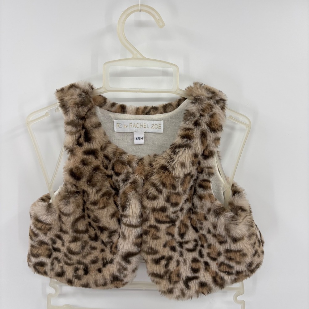Rachel Zoe Faux Fur Vest Baby Girls 6-9M Leopard Print Glam Chic Outerwear Fall